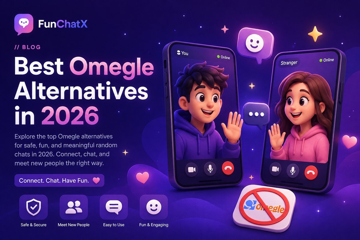 Best Omegle alternatives in 2026 — two people video chatting on FunChatX